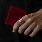 Anel Heart dois banhos em ródio e ouro 18k