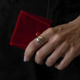 Anel Heart dois banhos em ródio e ouro 18k