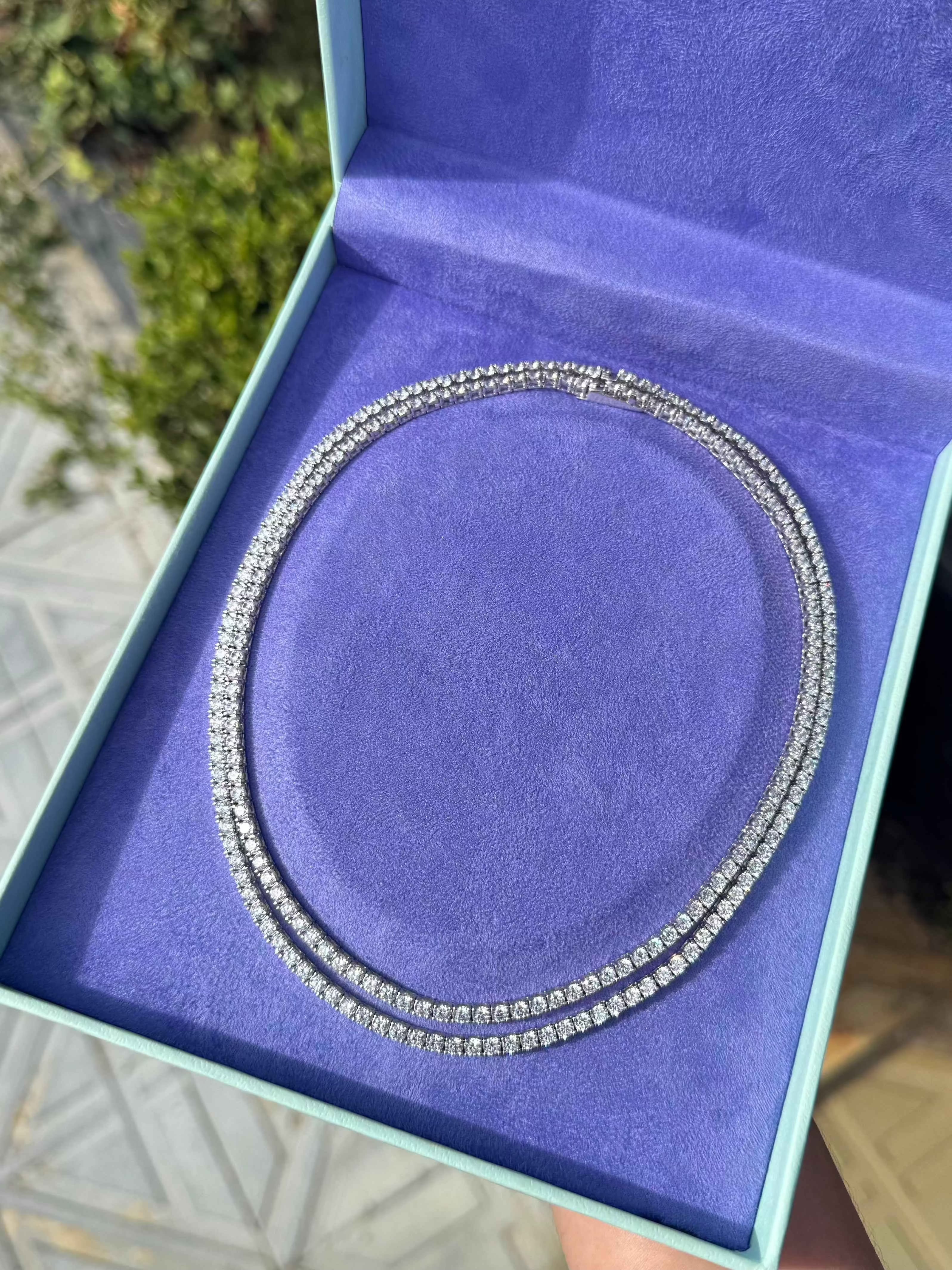 Colar Riviera em prata 925 e banho de ródio com Zircônias de 3mm