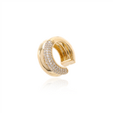 Piercing Prata 925 Duplo – Uma Fileira Lisa e Outra Cravada