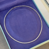 Colar Riviera em prata 925 e banho de ródio com Zircônias - 38cm - Cravação 3 garras