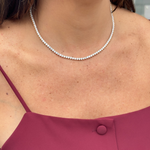 Colar Riviera em banho de ouro 18k cravação 3 garras 42cm