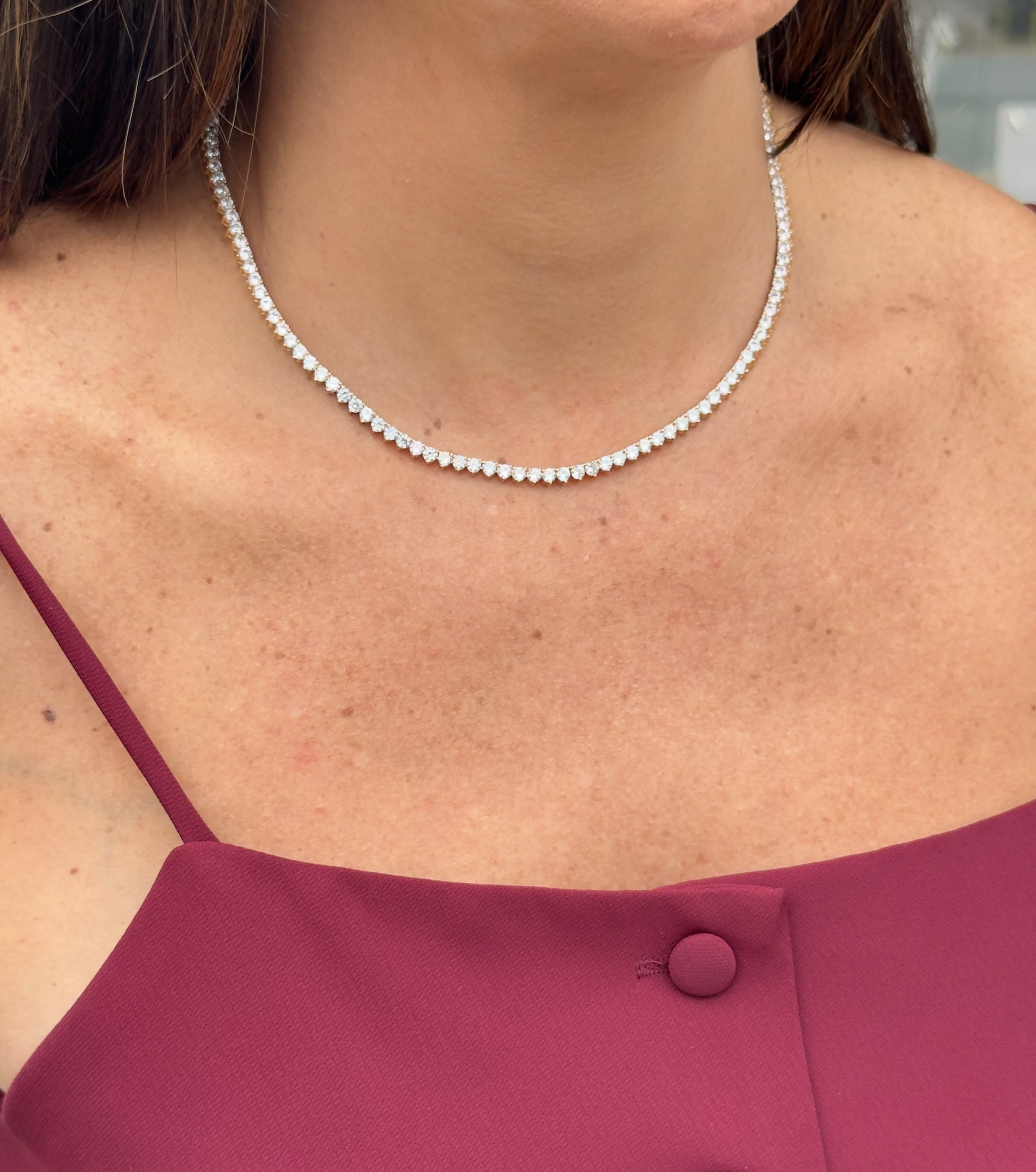 Colar Riviera em banho de ouro 18k cravação 3 garras 42cm