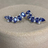Brinco Ear Cuff Gotas Tanzanita pontos prata 925