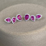 Brinco Ear Cuff 3 Gotas cravejadas Pink prata 925