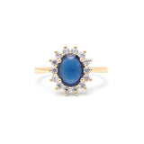 Anel Cristal Safira Oval Cravejado