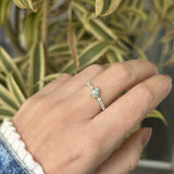 Anel Prata 925 Moissanite Retângulo Central Sky