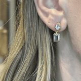 Brinco Prata 925 com Moissanite – Retângulo e Gota com Ametista e Sky