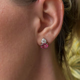 Brinco Topázio Pink e Moissanite Prata 925
