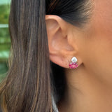 Brinco Topázio Pink e Moissanite Prata 925