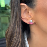 Brinco Topázio Pink e Moissanite Prata 925