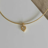 Colar Aro Pingente Coração Cravação Inglesa