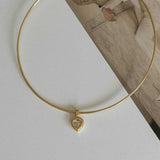 Colar Aro Pingente Coração Cravação Inglesa