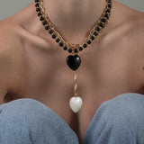 Colar Heart Resina Black