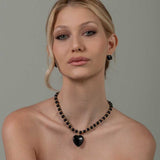 Colar Heart Resina Black