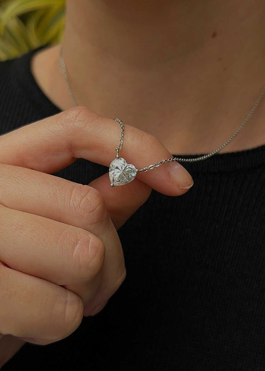 Colar Moissanite Coração 8mm