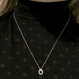 Colar Prata 925 Oval – Cravação Princesa com Safira