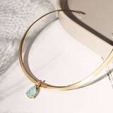 Choker aro com pingente gota esmeralda colombiana fusion