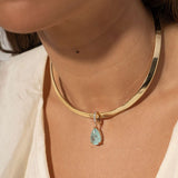 Choker aro com pingente gota esmeralda colombiana fusion