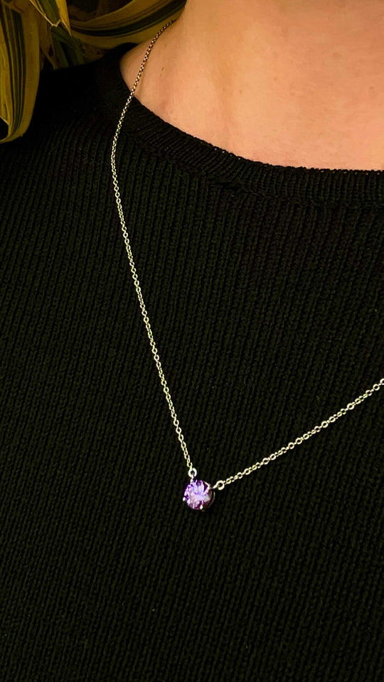Colar Moissanite e Ametista 1ct