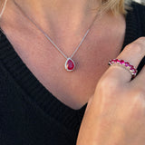 Colar Gota Princesa Fusion Rubi Prata 925