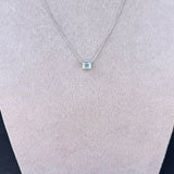 Colar Solitário Baguete prata 925