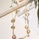 Colar longo formas cristais colors
