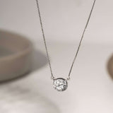 Colar mini esfera cravejada prata 925