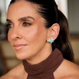 Earcuff em Prata Cluster Esmeralda Colombiana