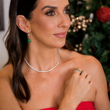 Brinco Festa em Prata 925 Gota pendente Esmeralda Fusion