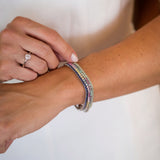 Pulseira Riviera em Prata 925 Safira 2mm 4 garras