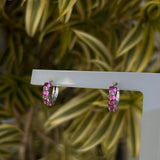 Brinco Argola 5 pontos de Luz Pink Prata 925