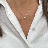 Colar Prata 925 Ponto de Luz Quadrado