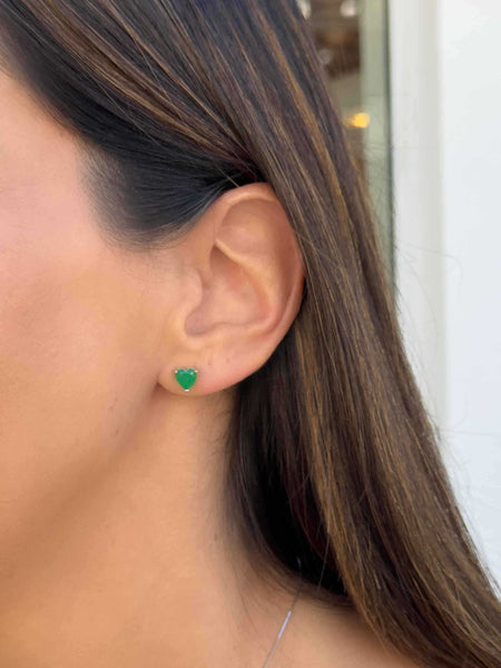 Conjunto Heart Esmeralda em prata 925