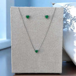 Conjunto Heart Esmeralda em prata 925