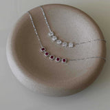 Colar Retângulos Zircônias Rubi