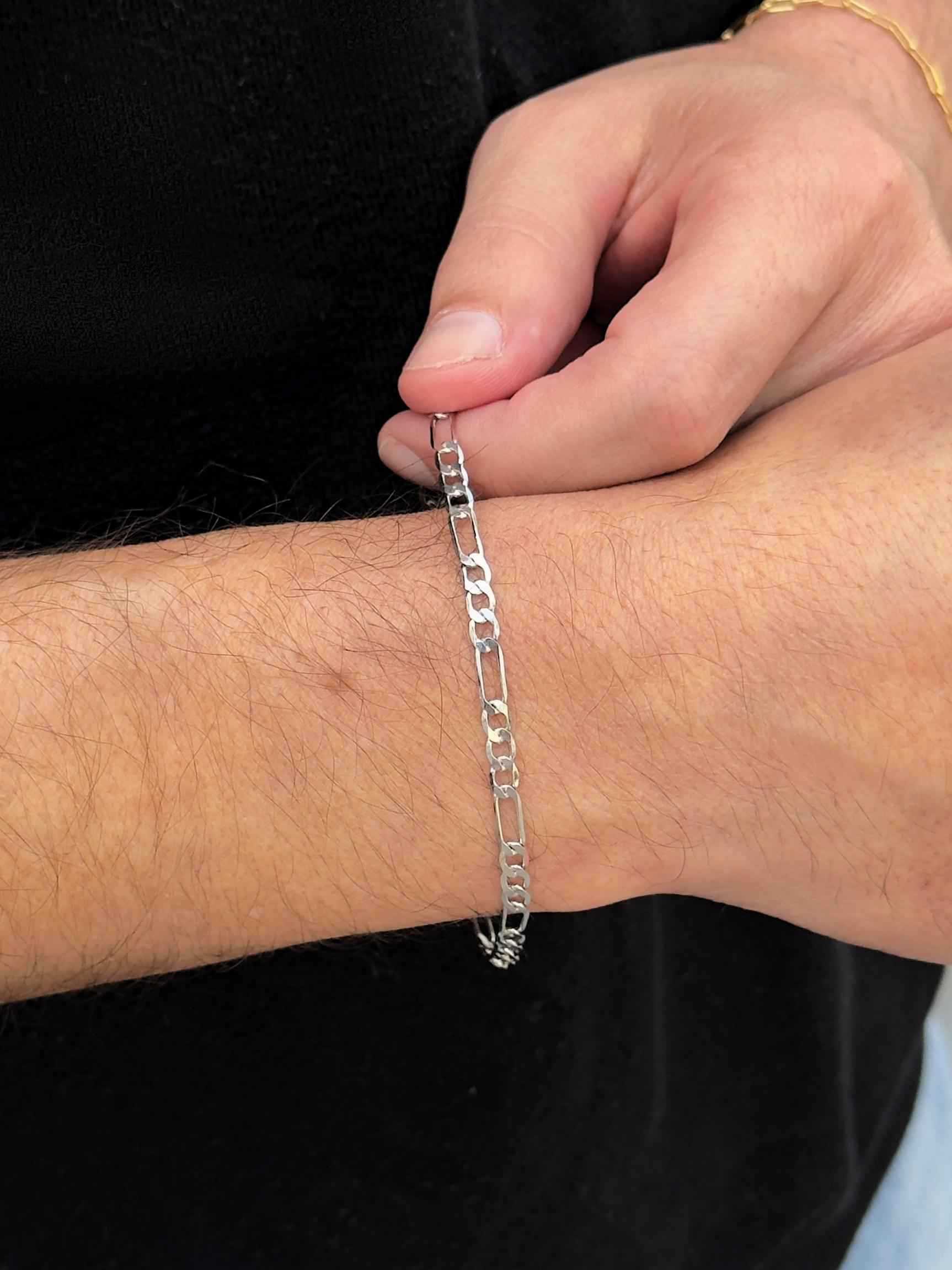 Pulseira elos groumet três em 1 - banho de ródio