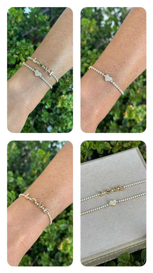 Conjunto Pulseiras Riviera Love e Coração Cravejadas