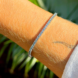 Pulseira Riviera zircônia Agua Marinha