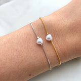 Pulseira pérola Coração ajuste