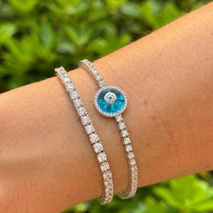 Pulseira Riviera Prata 925 e Olho Grego em Murano