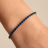 Pulseira Riviera Prata 925 Zircônias safira Azul