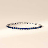 Pulseira Riviera Prata 925 Zircônias safira Azul
