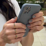 Anel regulável com zircônia esmeralda quadrada em banho de ouro 18k