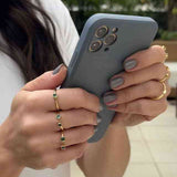 Anel regulável com zircônia esmeralda quadrada em banho de ouro 18k