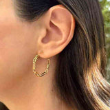 Brinco de argola elos em banho de ouro 18k