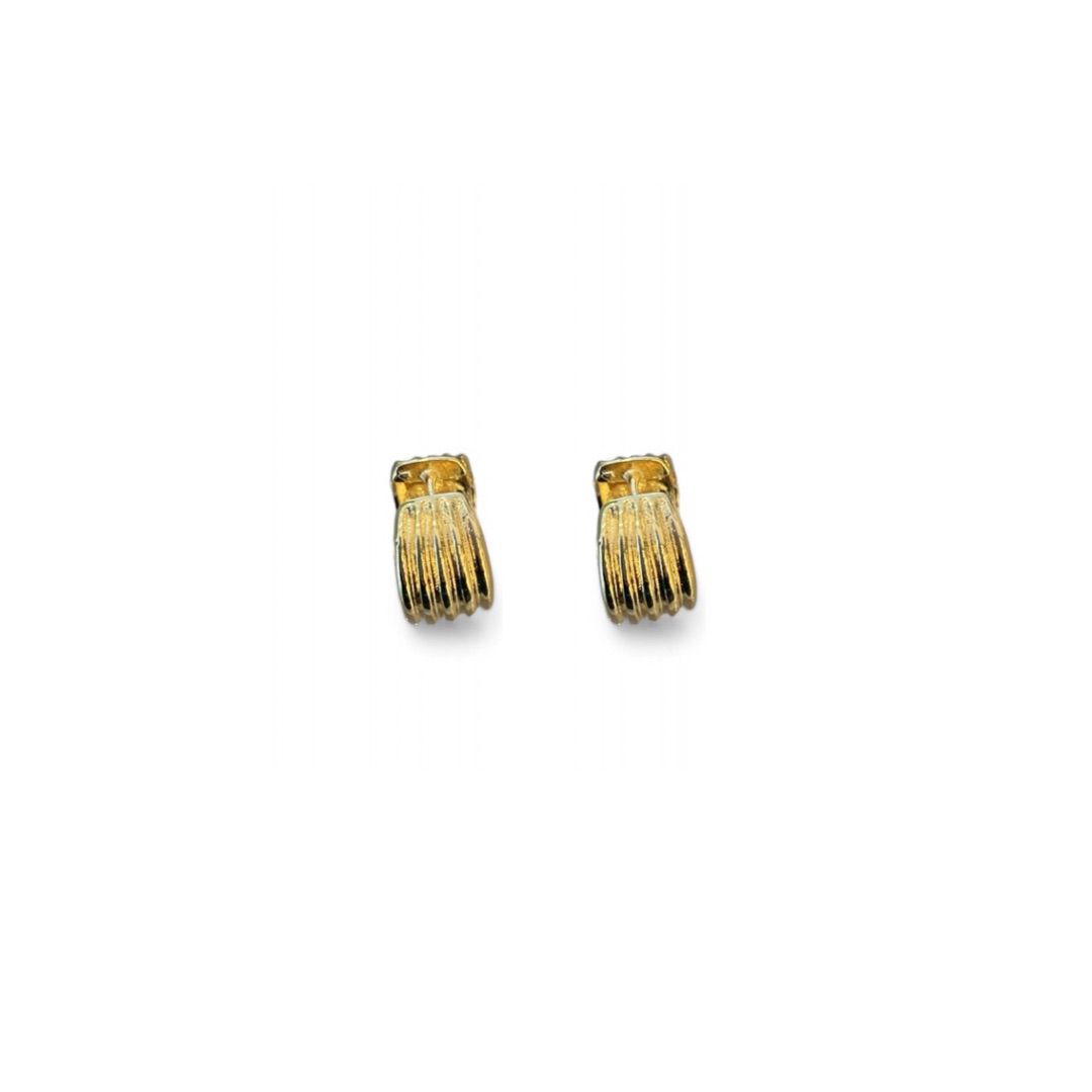 Brinco de argola textura em banho de ouro 18k