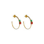 Brinco argola com zircônias coloridas em banho de ouro 18k - JOYÁ