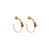 Brinco argola com zircônias coloridas em banho de ouro 18k - JOYÁ