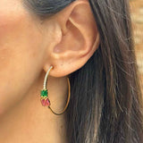 Brinco argola com zircônias coloridas em banho de ouro 18k